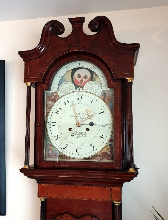 Longcase-clock-by-Glase-of-Bridgnorth Hood detail