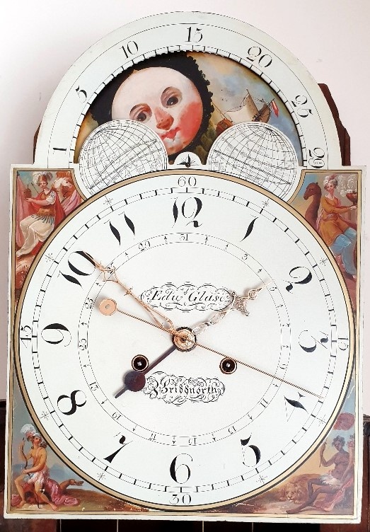Longcase-clock-by-Glase-of-Bridgnorth dial detail