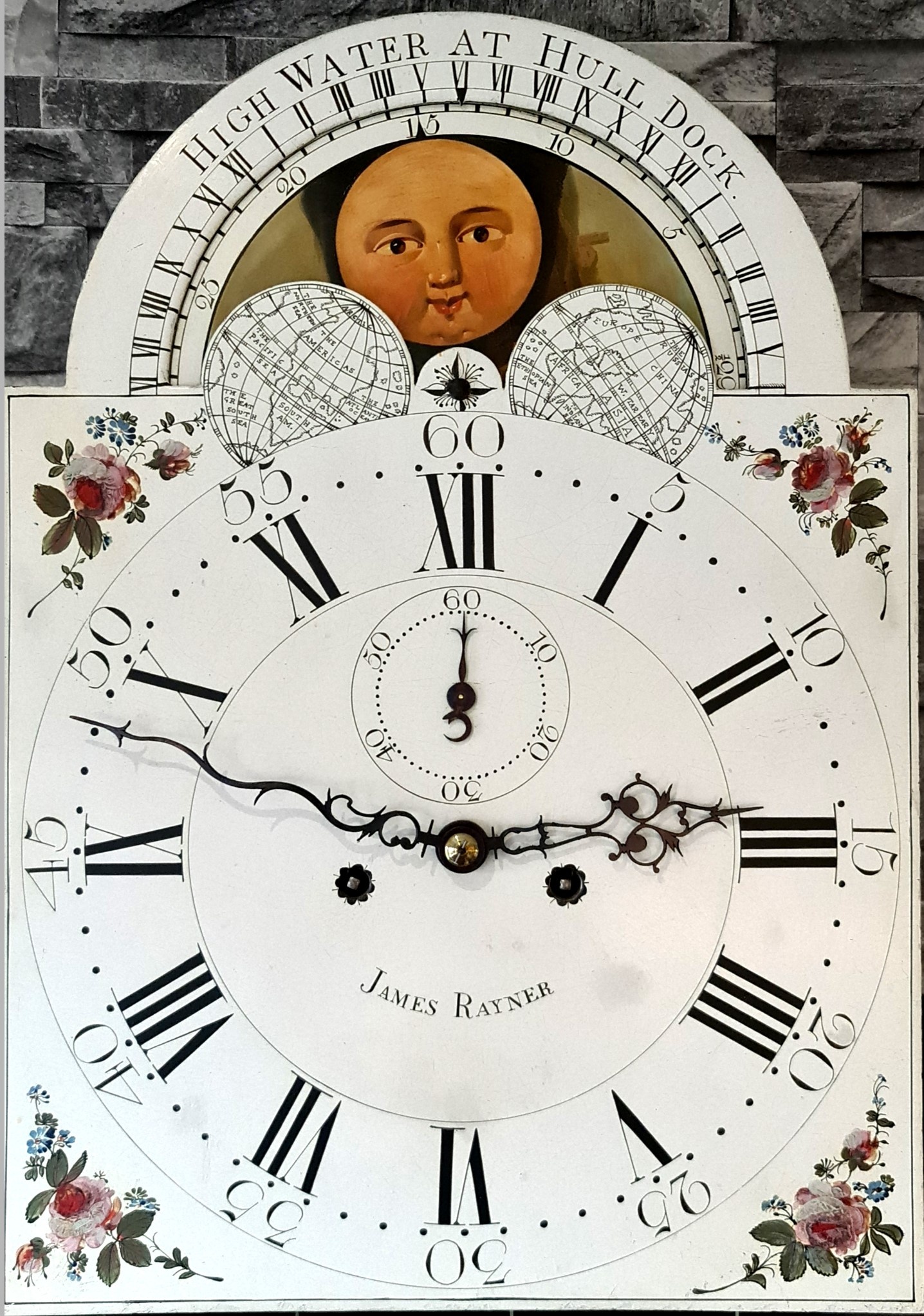 Rayner-Hull-Longcase-clock dial detail